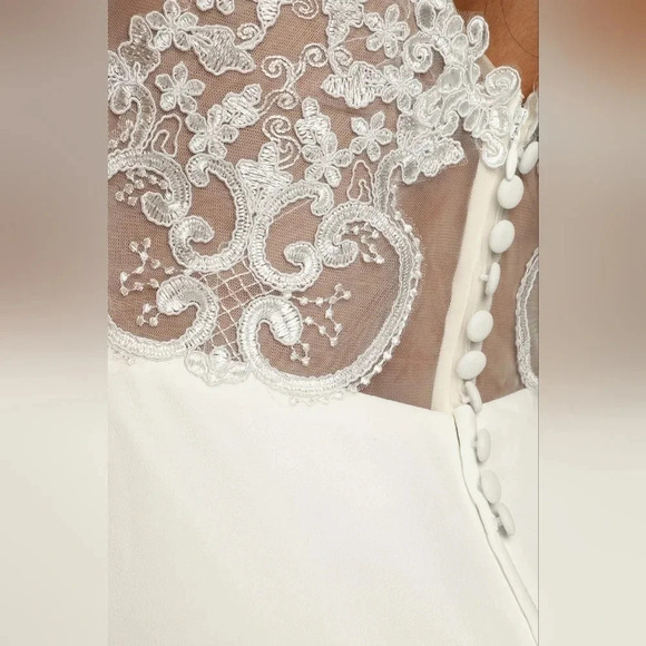 Lulu's Romantic Ways White Lace Button Back Maxi Dress S Wedding Bride Party - Picture 9 of 15